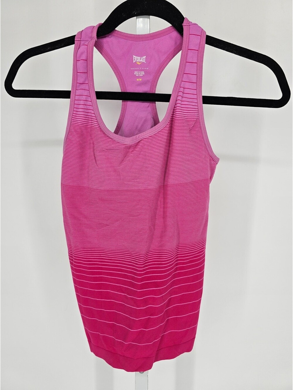 Everlast Womens Sz M Racerback Athletic Tank Top Pink Striped